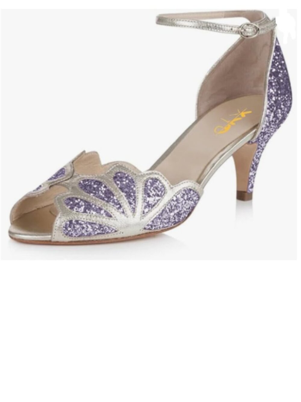 XYD Lavender Glitter Dance Ballroom Latin Jazz Sandal Kitten Heels Peep Toe Shoe